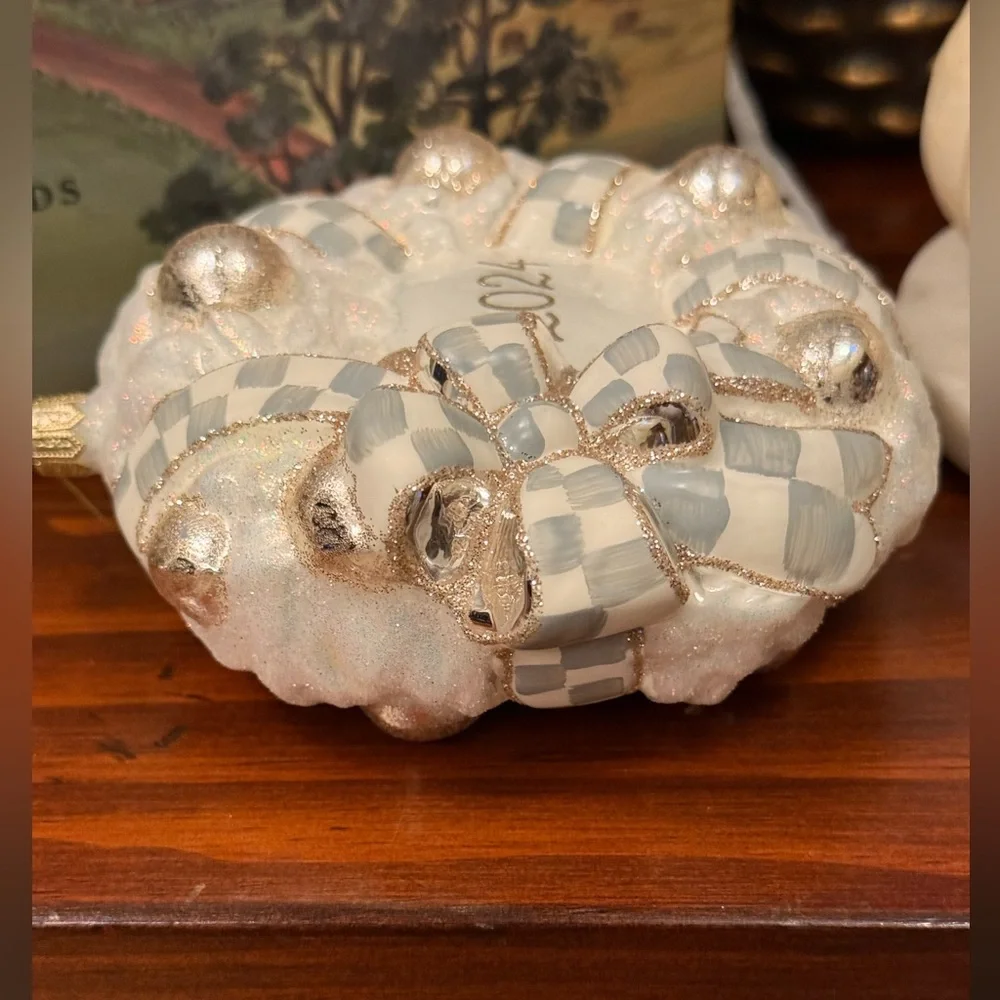 MACKENZIE CHILDS 2024 Crystal Palace Wreath Glass Ornament - Picture 7 of 16